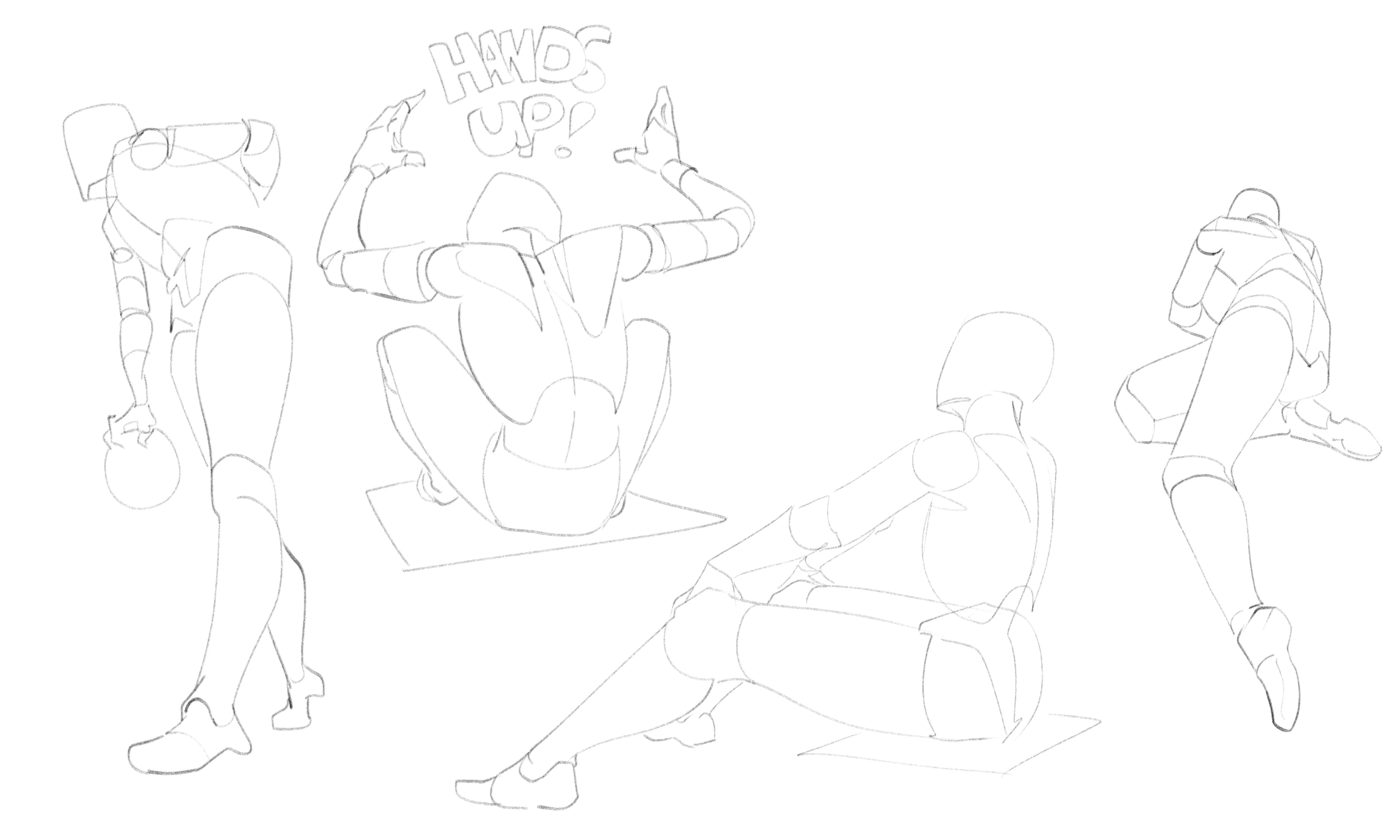 Very light, faint figure sketches