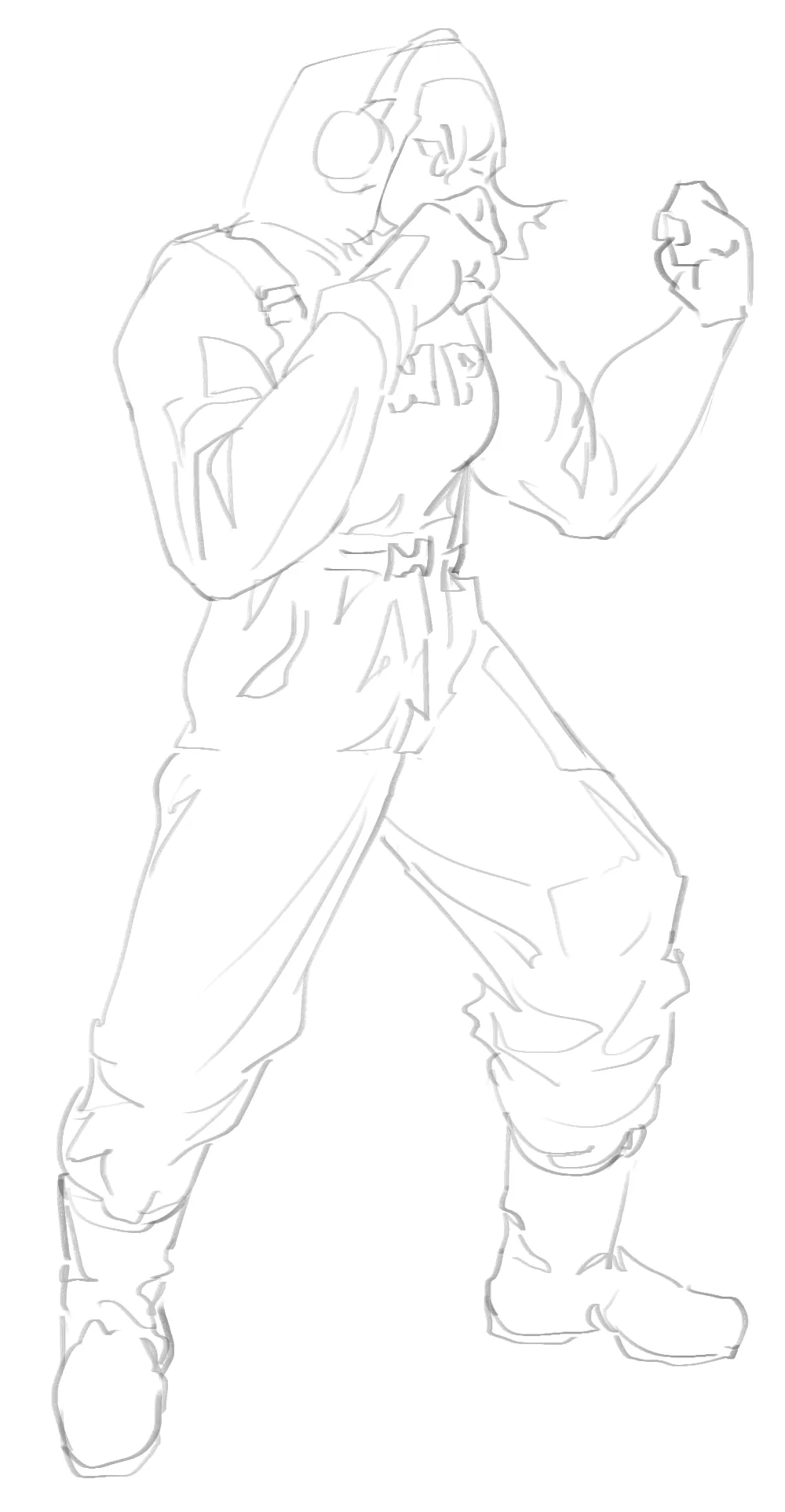 Boxer character in a guard stance, clean line art